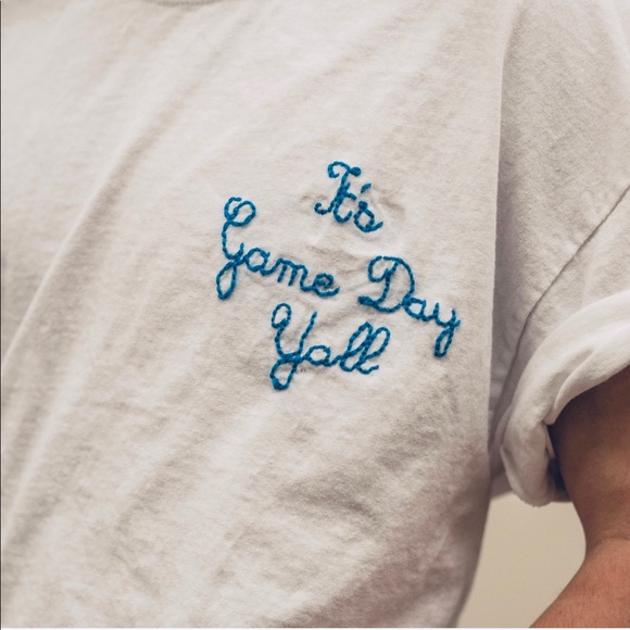 Embroidered “ITS GAME DAY YALL” Handmade Tee - Picture 3 of 5